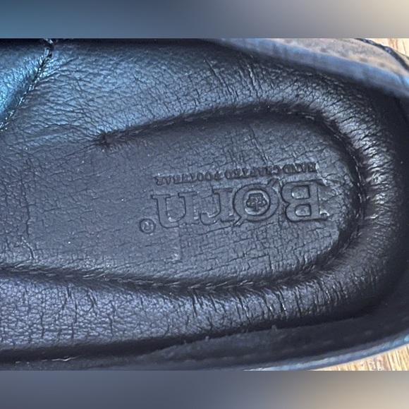 BORN Black Leather Slip On Loafer with Buckle - Picture 4 of 6